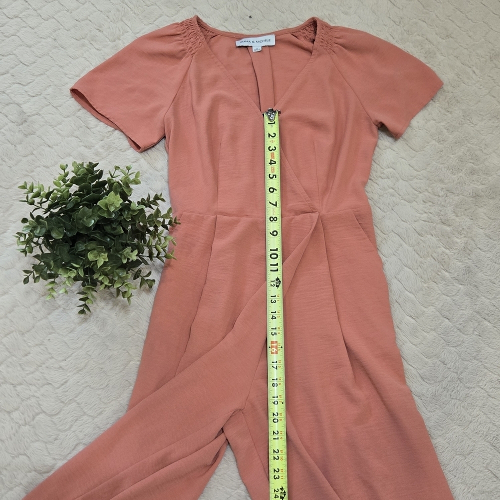 Emma & Michele Coral Short Sleeve Jumpsuit, Size Small - Picture 5 of 10